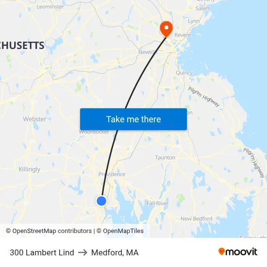 300 Lambert Lind to Medford, MA map