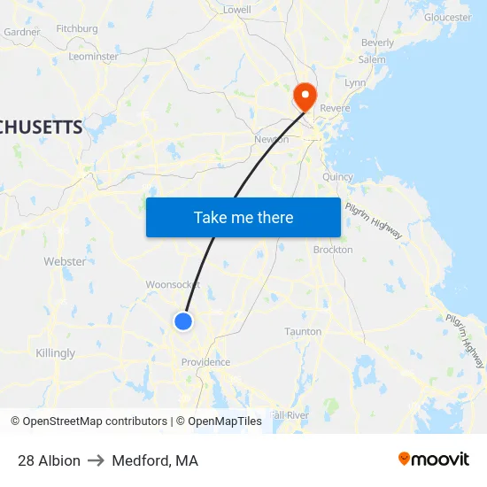 28 Albion to Medford, MA map