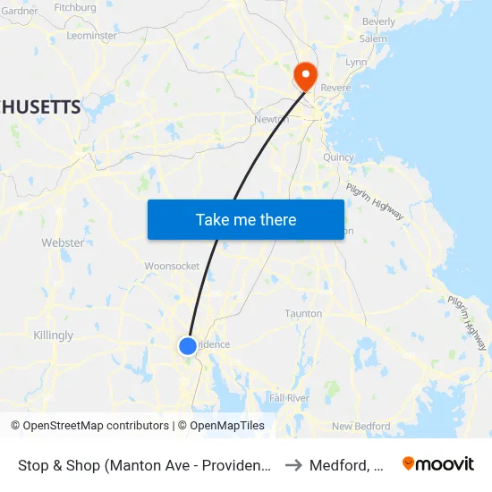 Stop & Shop (Manton Ave - Providence) to Medford, MA map