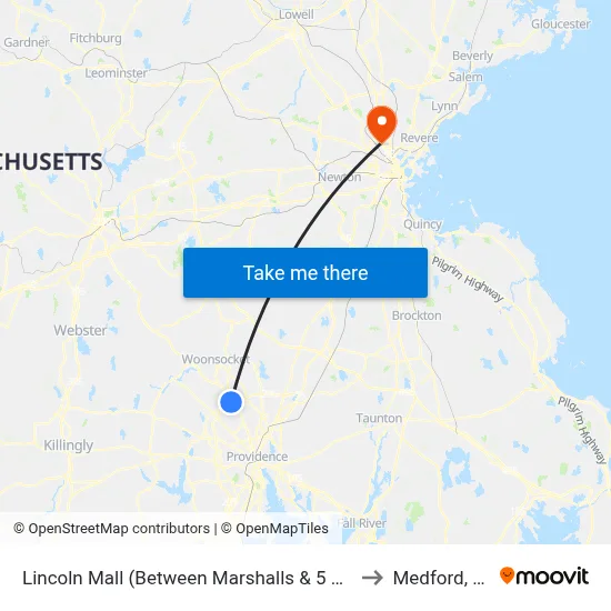 Lincoln Mall (Between Marshalls & 5 Below) to Medford, MA map