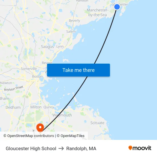 Gloucester High School to Randolph, MA map