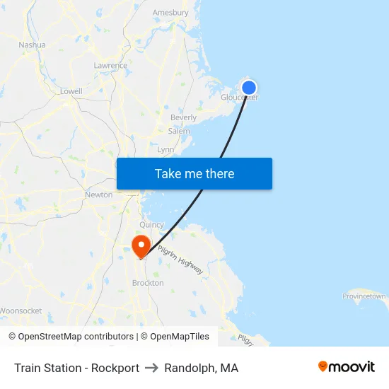 Train Station - Rockport to Randolph, MA map