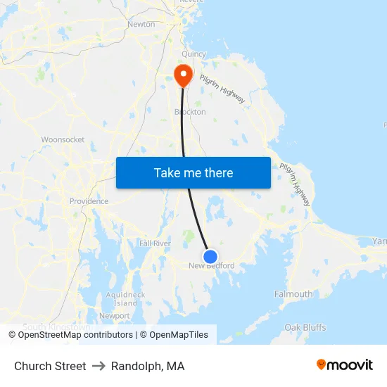 Church Street to Randolph, MA map