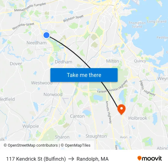 117 Kendrick St  (Bulfinch) to Randolph, MA map