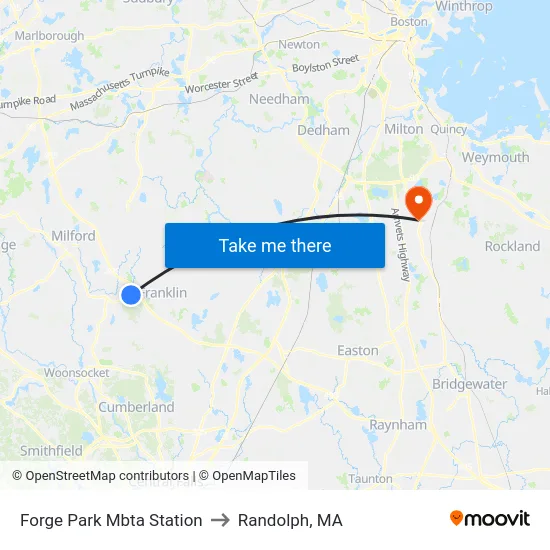 Forge Park Mbta Station to Randolph, MA map