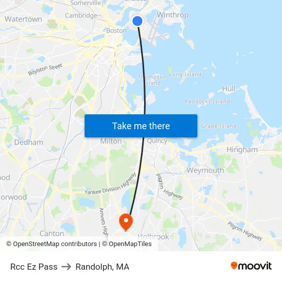 Rcc Ez Pass to Randolph, MA map
