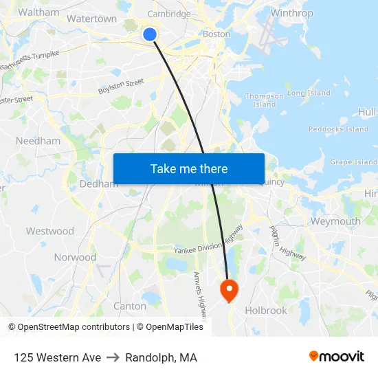 125 Western Ave to Randolph, MA map