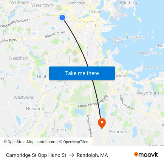 Cambridge St Opp Hano St to Randolph, MA map