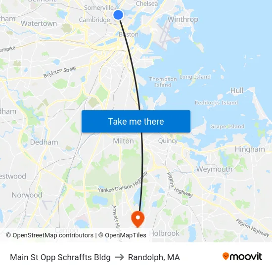 Main St Opp Schraffts Bldg to Randolph, MA map