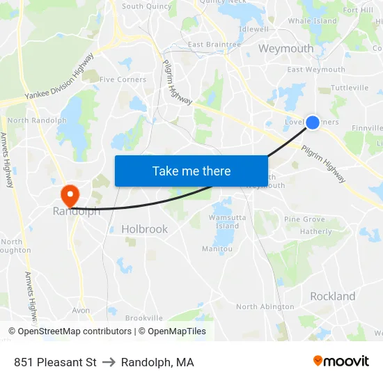 851 Pleasant St to Randolph, MA map