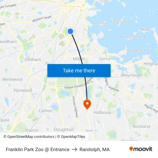 Franklin Park Zoo @ Entrance to Randolph, MA map