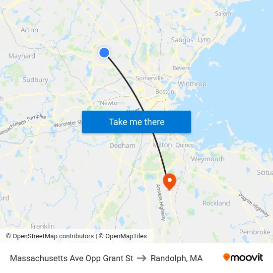 Massachusetts Ave Opp Grant St to Randolph, MA map