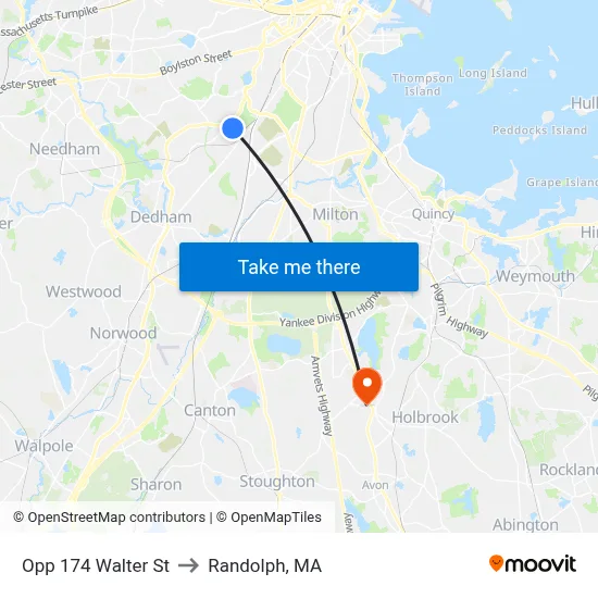 Opp 174 Walter St to Randolph, MA map