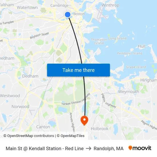 Main St @ Kendall Station - Red Line to Randolph, MA map