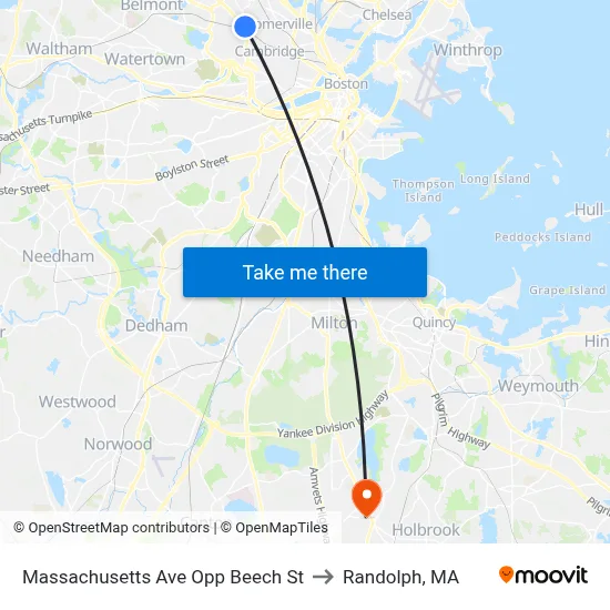 Massachusetts Ave Opp Beech St to Randolph, MA map