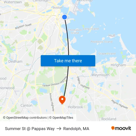 Summer St @ Pappas Way to Randolph, MA map