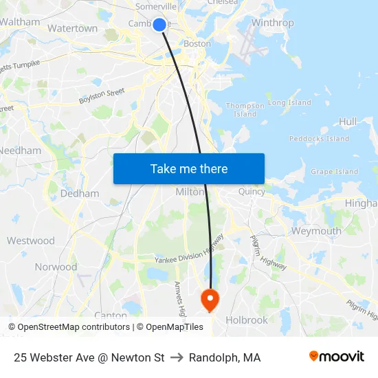 25 Webster Ave @ Newton St to Randolph, MA map