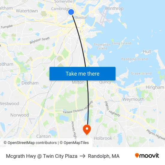 Mcgrath Hwy @ Twin City Plaza to Randolph, MA map