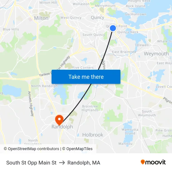 South St Opp Main St to Randolph, MA map