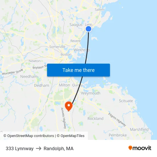 333 Lynnway to Randolph, MA map