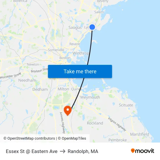 Essex St @ Eastern Ave to Randolph, MA map