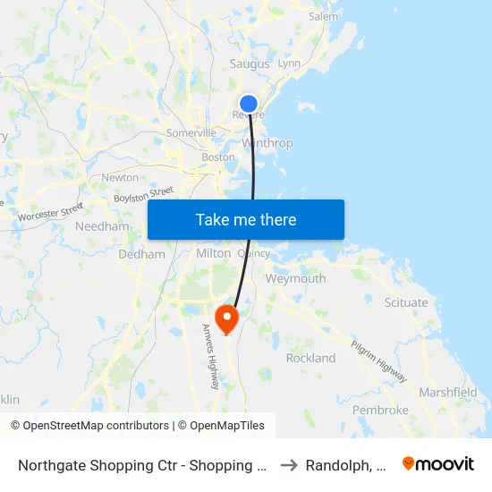 Northgate Shopping Ctr - Shopping Mall to Randolph, MA map