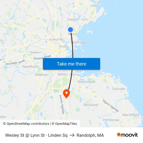 Wesley St @ Lynn St - Linden Sq to Randolph, MA map