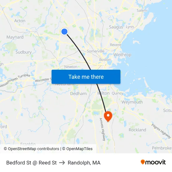 Bedford St @ Reed St to Randolph, MA map