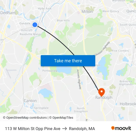 113 W Milton St Opp Pine Ave to Randolph, MA map