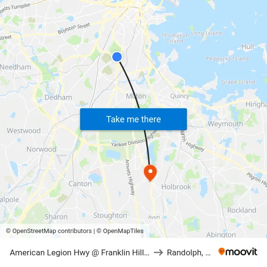 American Legion Hwy @ Franklin Hill Ave to Randolph, MA map