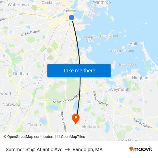 Summer St @ Atlantic Ave to Randolph, MA map