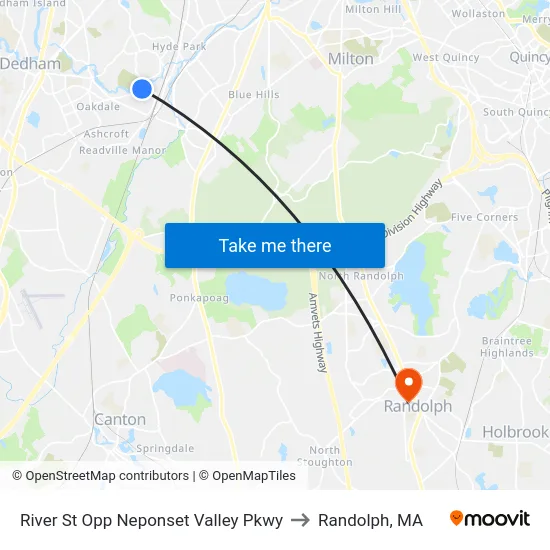 River St Opp Neponset Valley Pkwy to Randolph, MA map