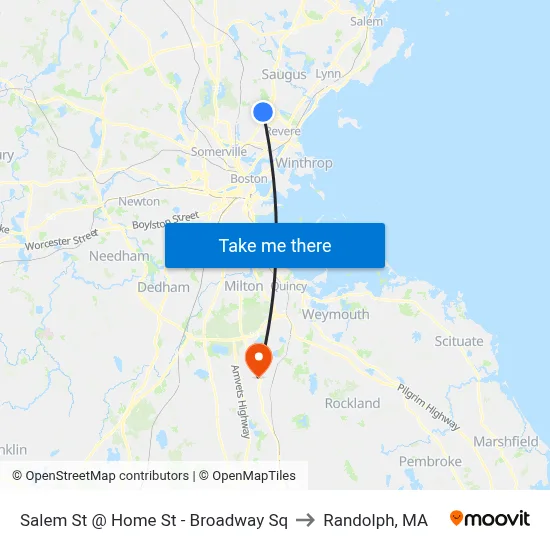 Salem St @ Home St - Broadway Sq to Randolph, MA map