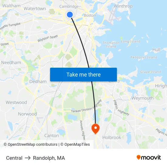 Central to Randolph, MA map