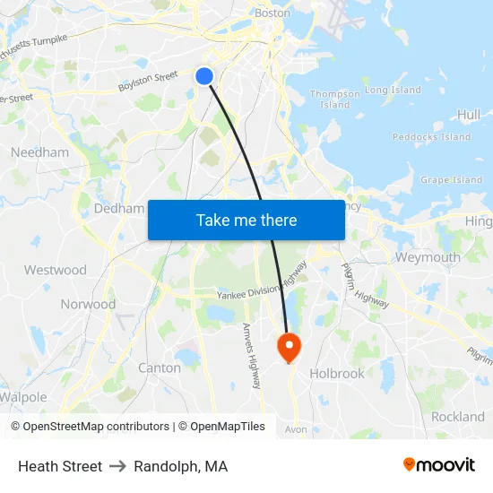 Heath Street to Randolph, MA map