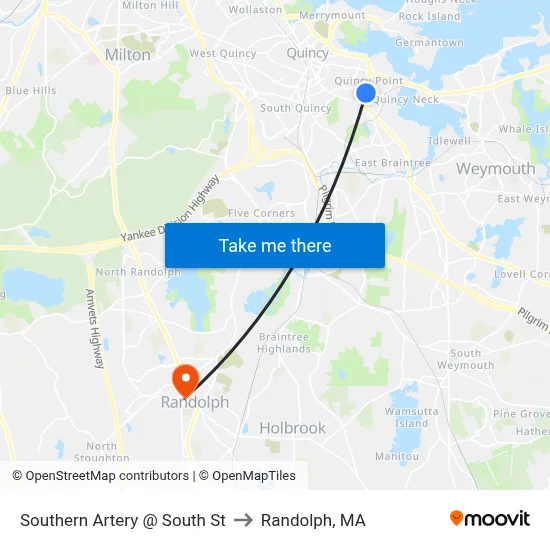 Southern Artery @ South St to Randolph, MA map
