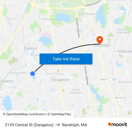 2139 Central St (Dangelos) to Randolph, MA map