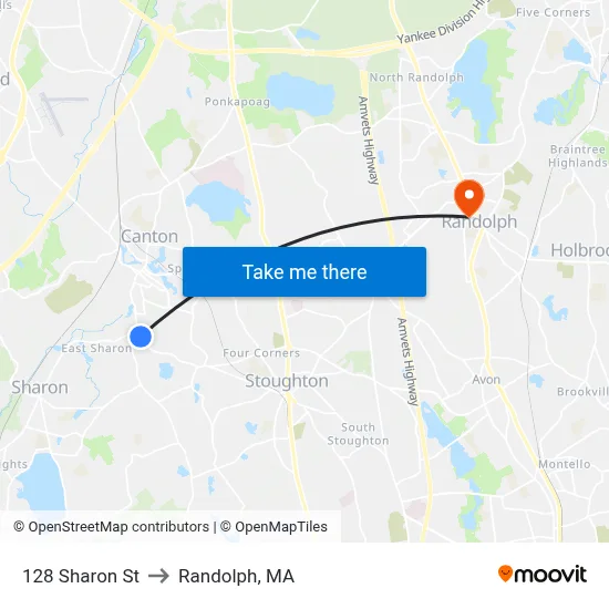 128 Sharon St to Randolph, MA map