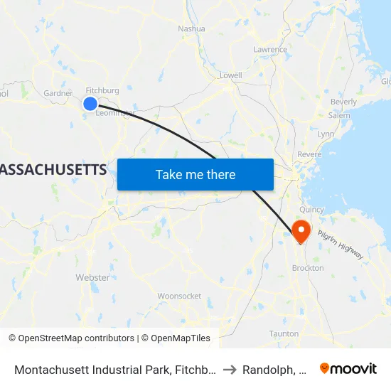 Montachusett Industrial Park, Fitchburg to Randolph, MA map