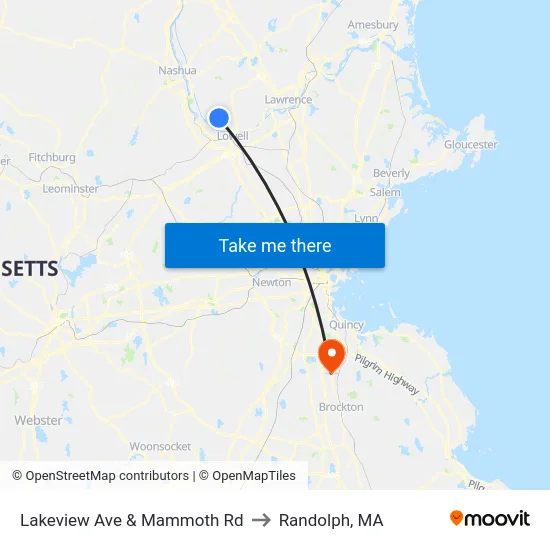 Lakeview Ave & Mammoth Rd to Randolph, MA map