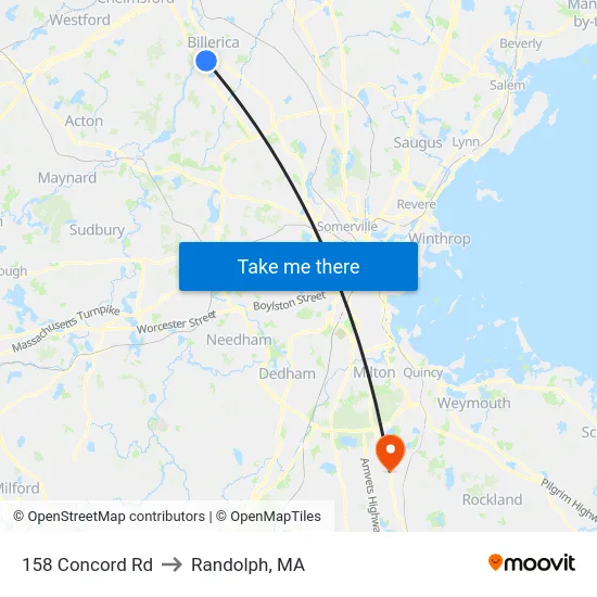158 Concord Rd to Randolph, MA map