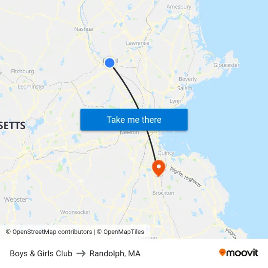 Boys & Girls Club to Randolph, MA map