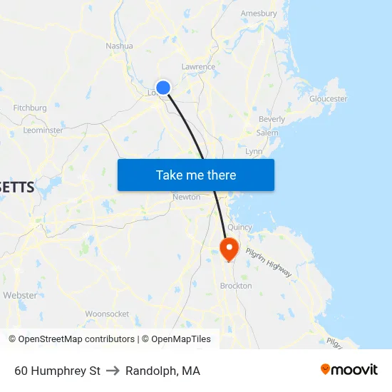60 Humphrey St to Randolph, MA map