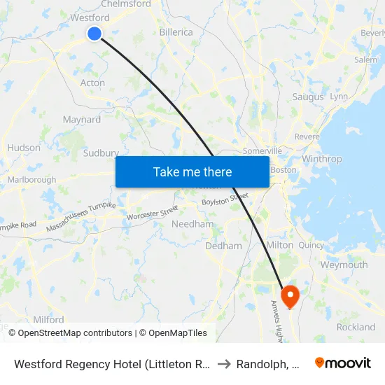 Westford Regency Hotel (Littleton Rd) to Randolph, MA map