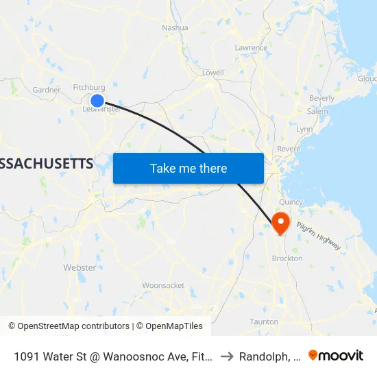 1091 Water St @ Wanoosnoc Ave, Fitchburg to Randolph, MA map