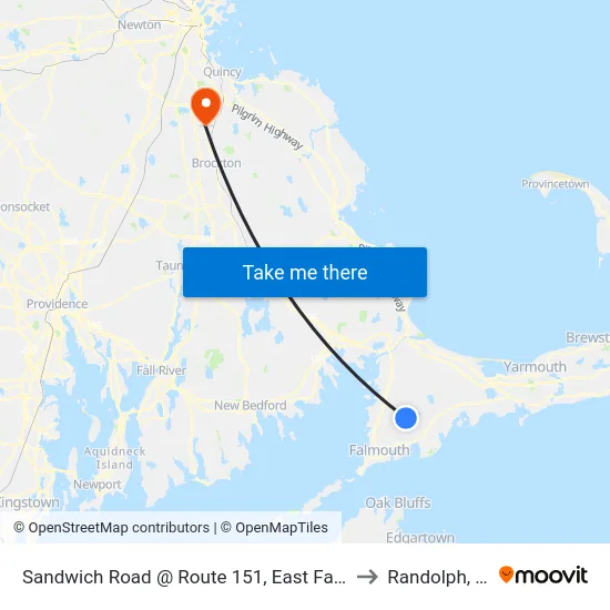 Sandwich Road @ Route 151, East Falmouth to Randolph, MA map