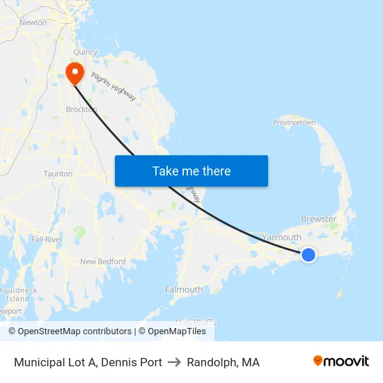 Municipal Lot A, Dennis Port to Randolph, MA map