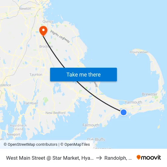 West Main Street @ Star Market, Hyannis to Randolph, MA map
