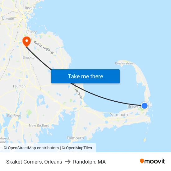 Skaket Corners, Orleans to Randolph, MA map