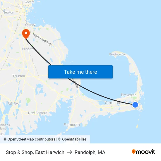 Stop & Shop, East Harwich to Randolph, MA map